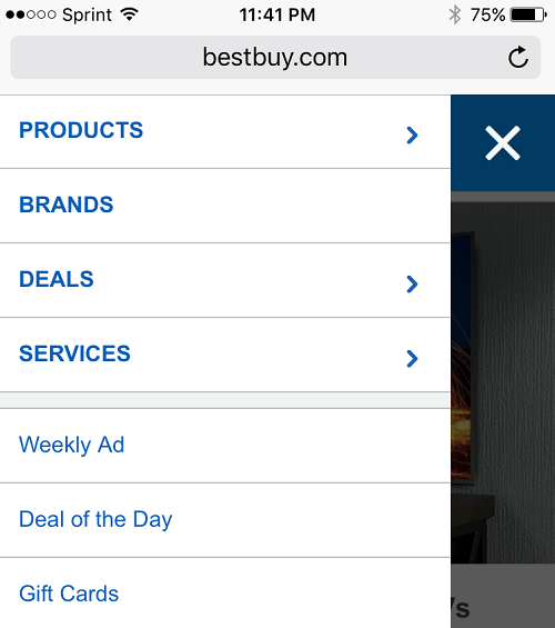 Best buy navigation